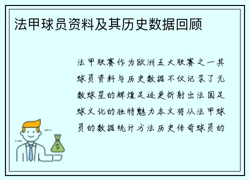 法甲球员资料及其历史数据回顾